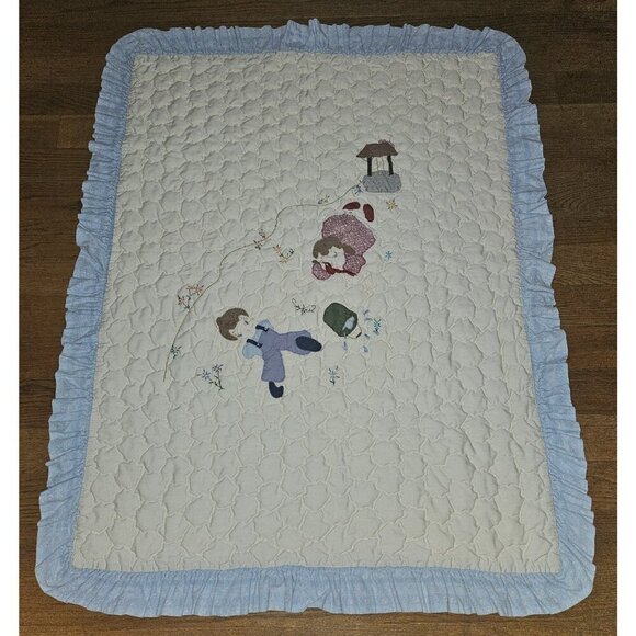 VTG Handmade Baby Blanket Comforter Jack & Jill Went Up Hill Nursery Rhyme 37x47